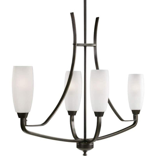 Wisten Collection 4-Light Antique Bronze Etched Glass Modern Chandelier Light