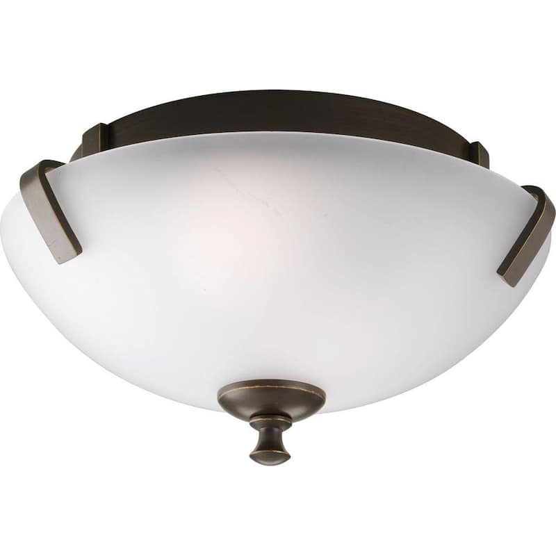 Wisten 2-Light Antique Bronze Flush Mount with Etched Glass