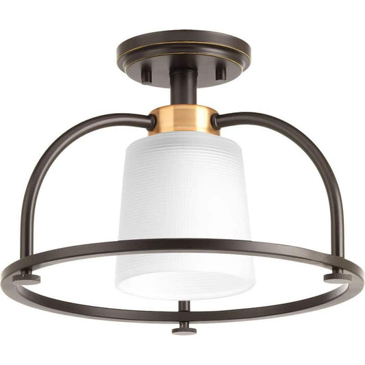 West Village Collection 1-Light Antique Bronze Semi-Flush Mount