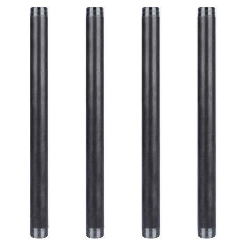 1-1/2 in. x 24 in. Industrial Steel Grey Plumbing Pipe in Black (4-Pack)