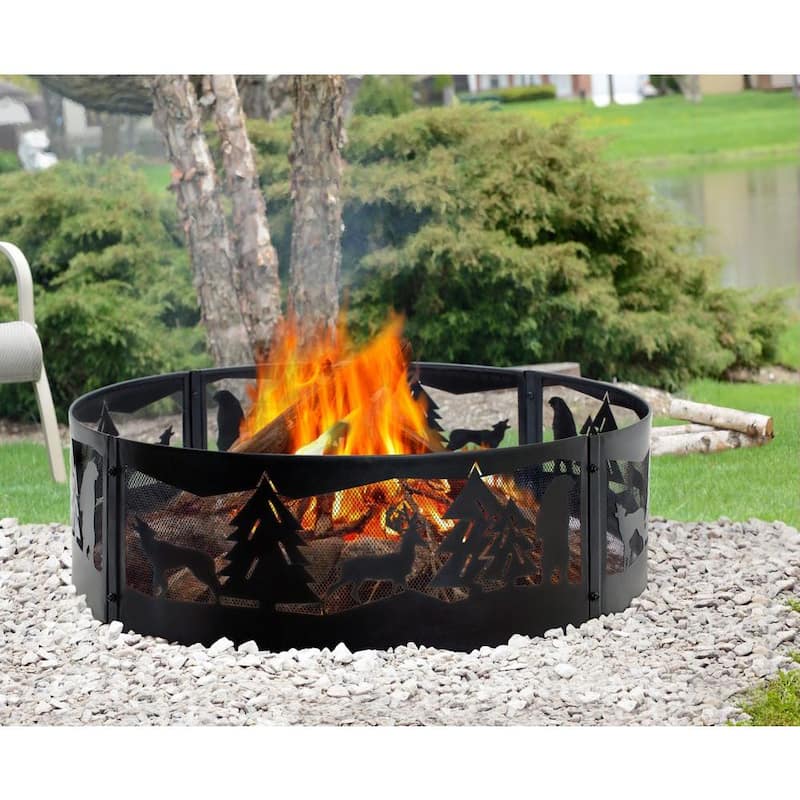 Wilderness 36 in. x 12 in. Steel Fire Pit Ring in Black