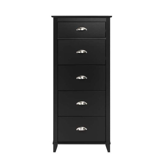 Yaletown 5-Drawer Black Tall Chest of Drawers