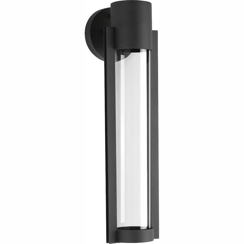 Z-1030 LED Collection 1-Light Textured Black Clear Glass Modern Outdoor Medium Wall Lantern Light