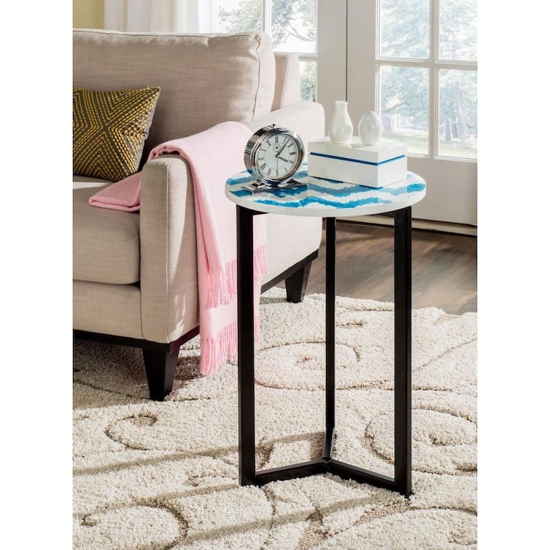 Zaira Blue/White End Table