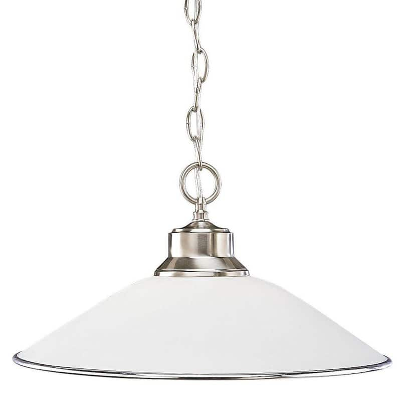 1-Light Brushed Nickel Pendant with Opal Etched Glass