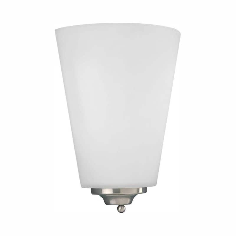 1-Light Brushed Nickel Integrated LED Wall Sconce with Etched Opal Glass