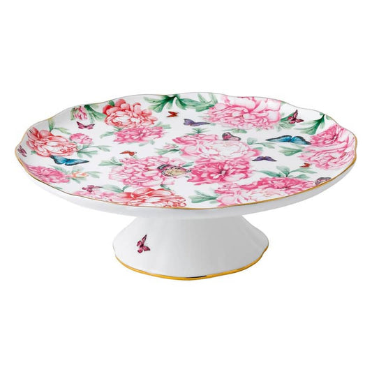 1-Tier Pink Multi-Bone China Large Gratitude Cake Stand