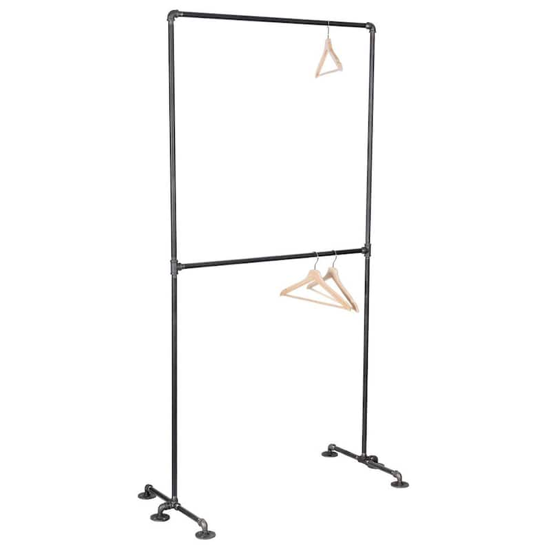 1/2 in. x 3.2 ft. L Black Pipe 2-Tier Freestanding Clothing Rack Kit