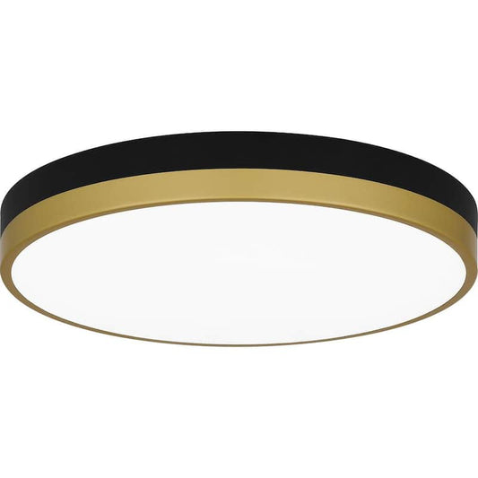 Weldin 15 in. Matte Black Gold LED Flush Mount