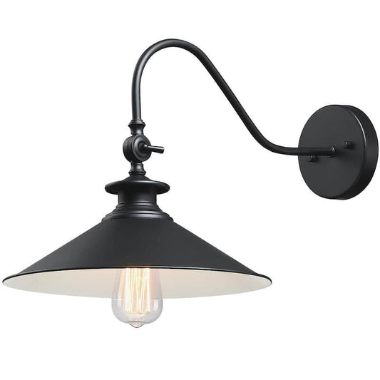 1-Light Black Outdoor Hardwired Wall Barn Light Sconce Lantern