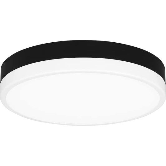 Weldin 11 in. Matte Black White LED Flush Mount