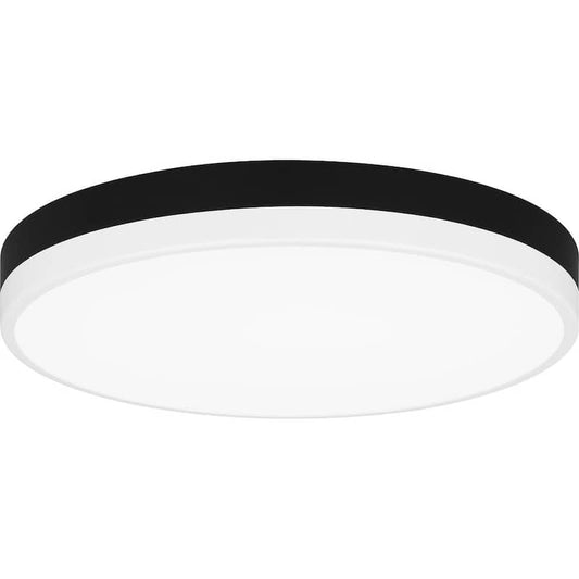 Weldin 15 in. Matte Black White LED Flush Mount