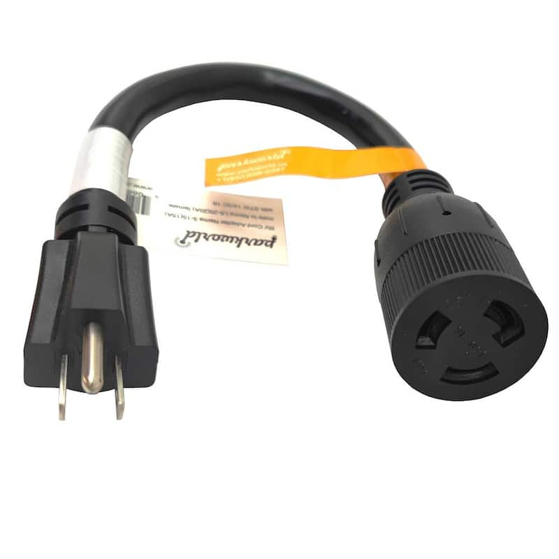 1 ft. 10/3 3-Wire 10 Amp 125-Volt 3-Prong NEMA 5-15P Plug to 20 Amp Locking L6-20R Adapter Cord (5-15P to L6-20R)