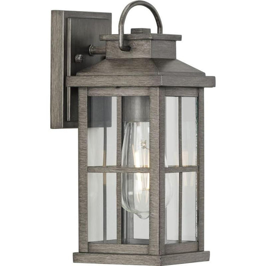 Williamston 1-Light Antique Pewter Clear Glass Farmhouse Outdoor Small Wall Lantern Light