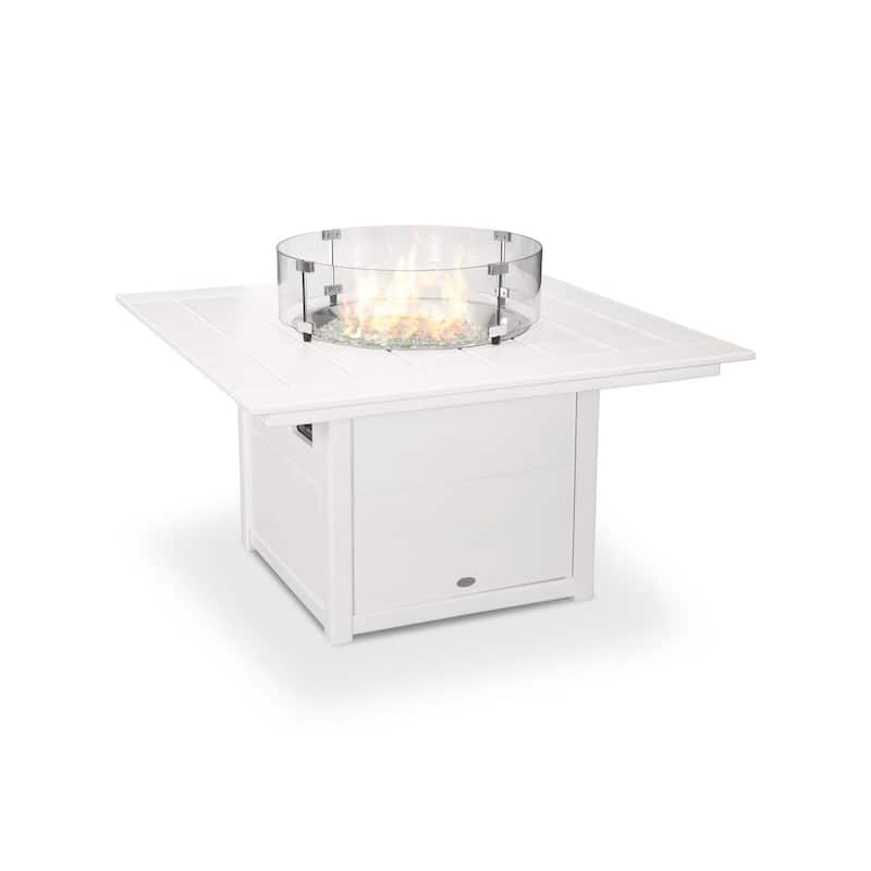 White Square 42 in. Plastic Propane Outdoor Patio Fire Pit Table