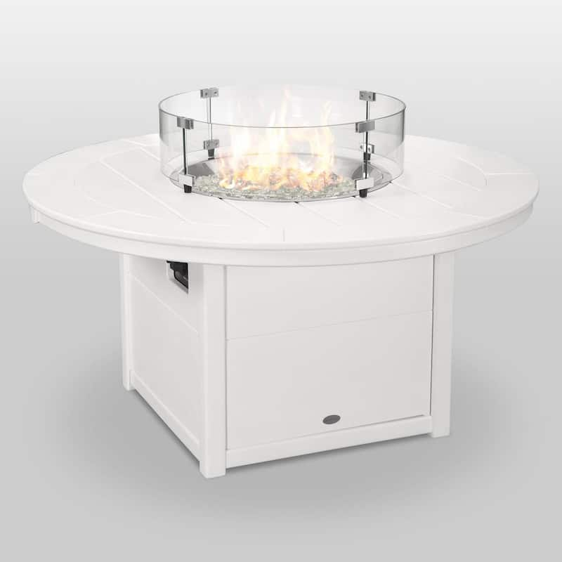 White Square 48 in. Plastic Propane Outdoor Patio Fire Pit Table