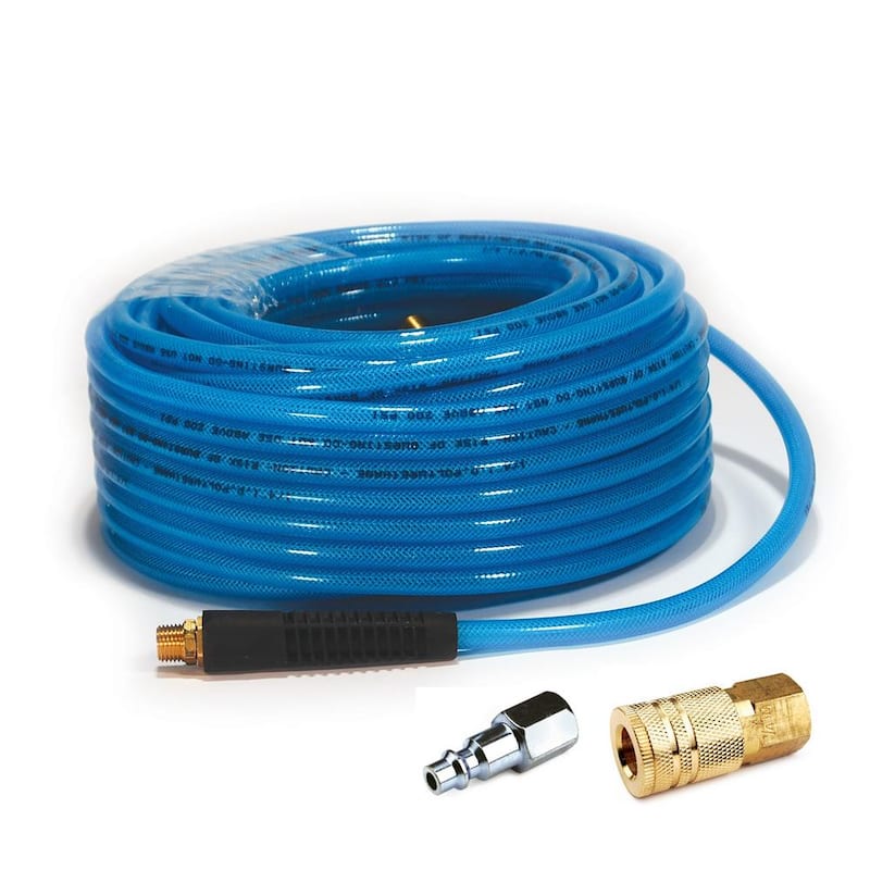 1/4 in. x 100 ft. Polyurethane Air Hose with Coupler/Plug Maximum 200 PSI Pressure