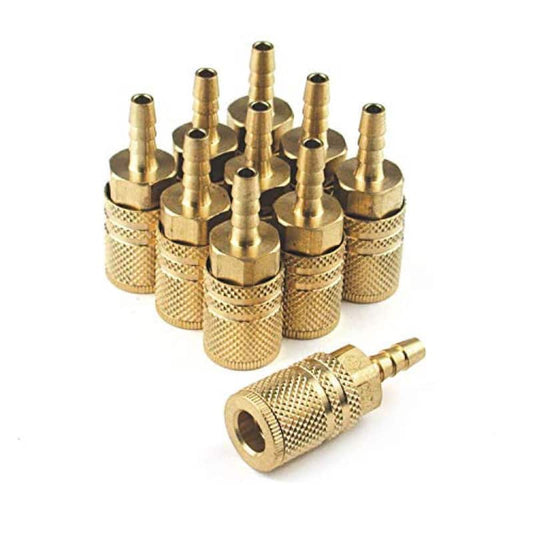 1/4 in. x 1/4 in. Standard Hose Barb Industrial M-Style 6-Ball Coupler Brass (10-Pack)