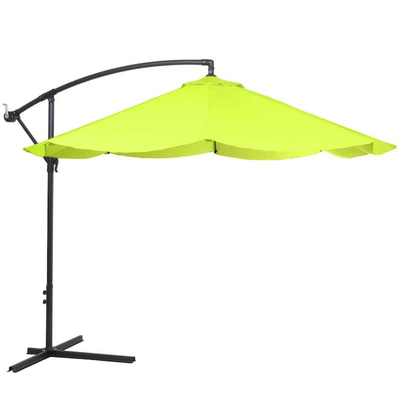 10 ft. Offset Aluminum Hanging Patio Umbrella in Lime Green