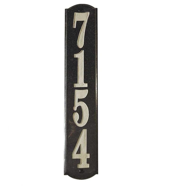 Wexford Vertical Granite Address Plaque in Black Polished Stone Color