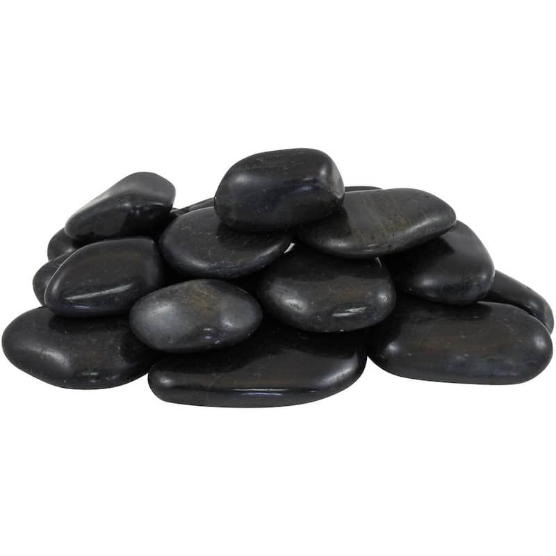 0.4 cu. ft. 2 in. to 3 in., 30 lbs. Black Super Polished Pebbles