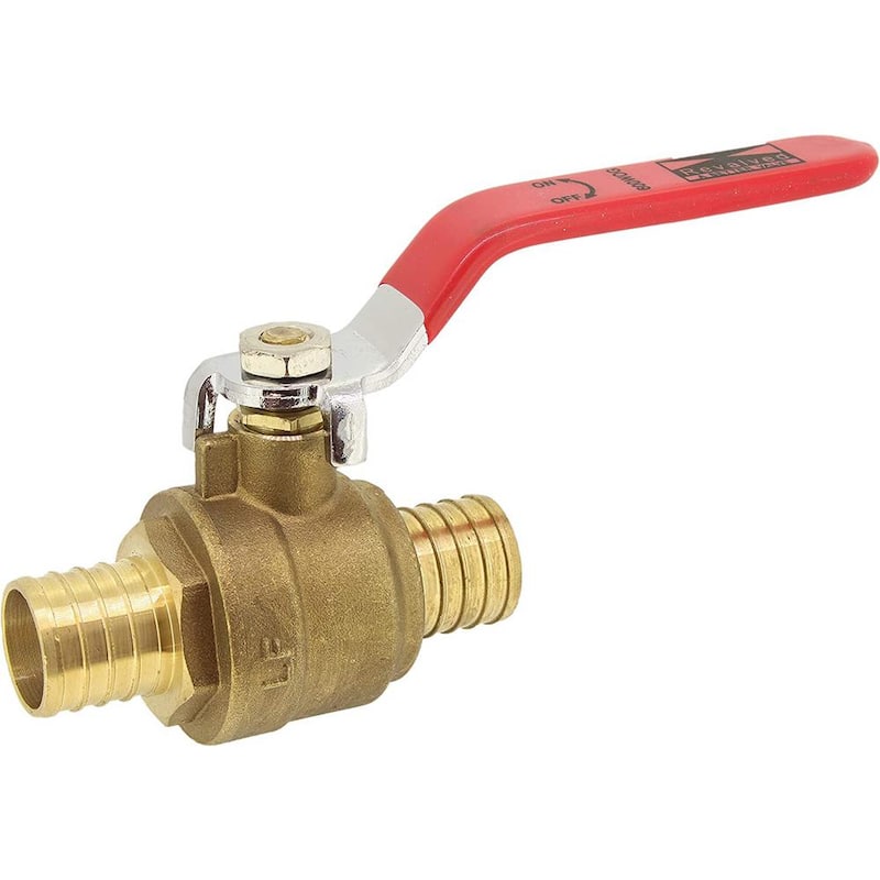 1/2 in. PEX Full Port Brass Ball Valve with Red Handle (10-Pack)