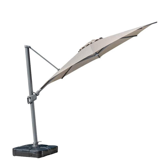 11 ft. Cantilever Offset Outdoor Patio Umbrella in Cast Shale with Gray Base