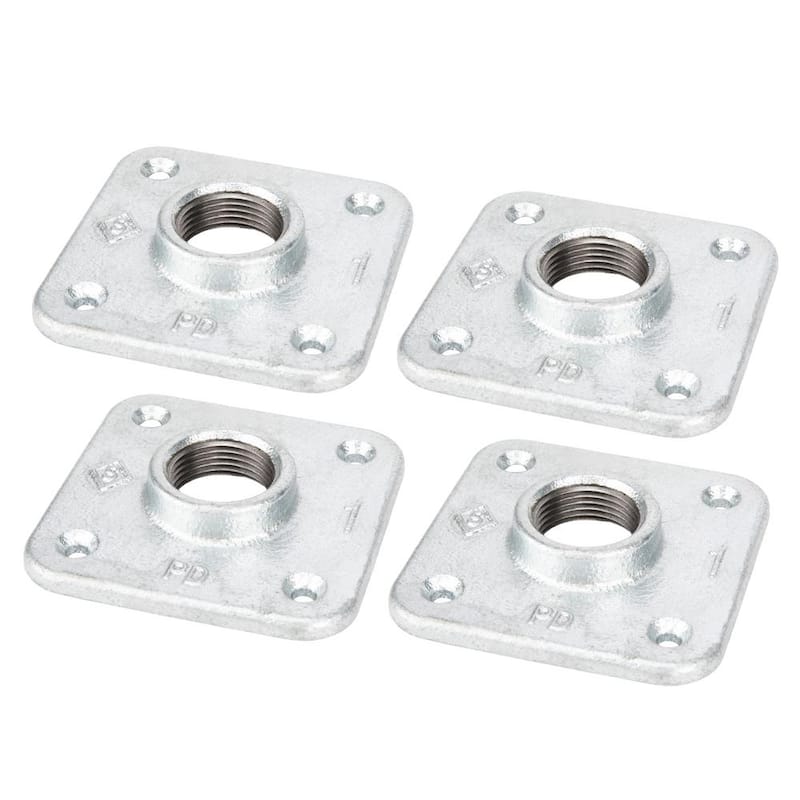 1 in. Galvanized Iron Square Floor Flange (4-Pack)