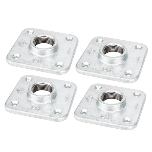 1 in. Galvanized Iron Square Floor Flange (4-Pack)