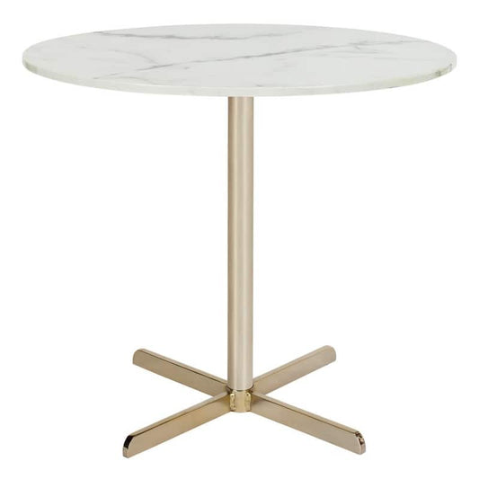 Winnie White Marble and Brass Side Table